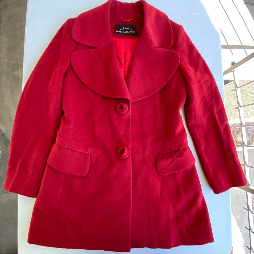Liliana Castellanos Alpaca Wool Red Coat Usa 6 Luxury Bolivia Womenâs Medium